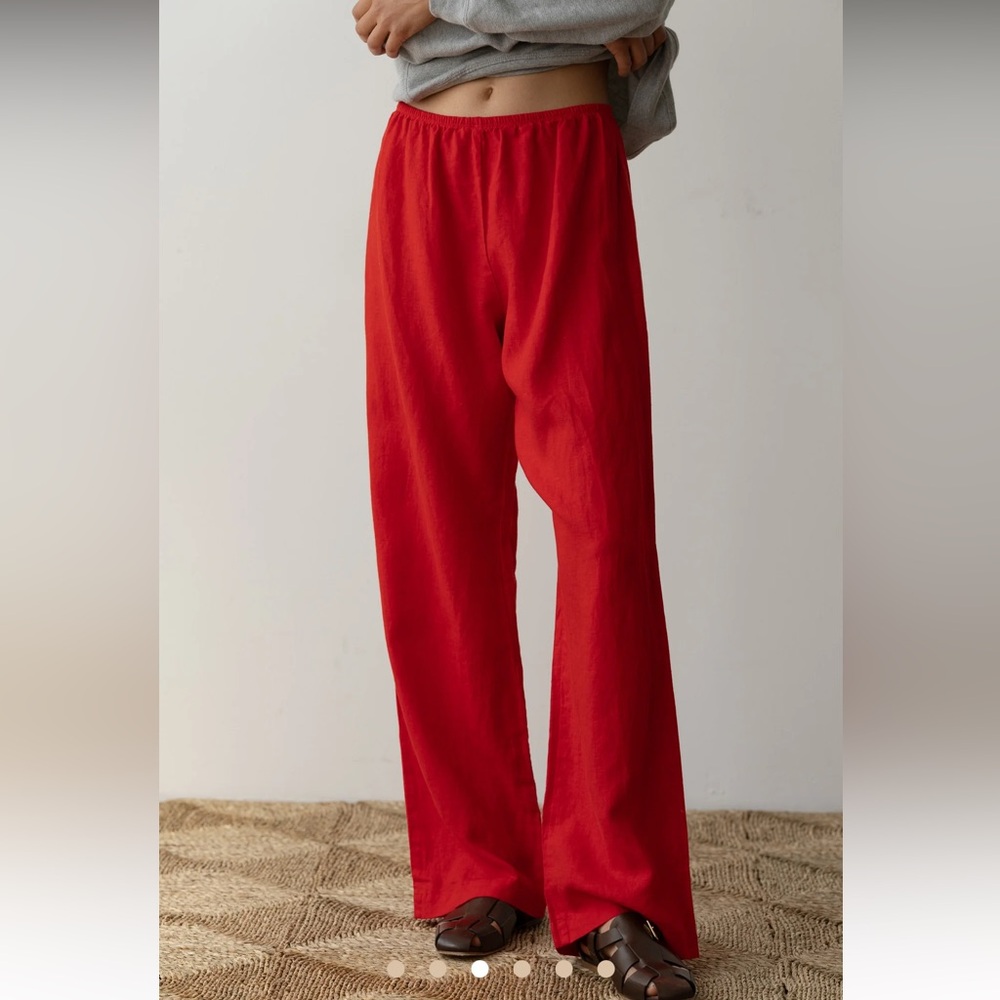 Brand New Sold Out Donni Linen Simple Pant in Tomato